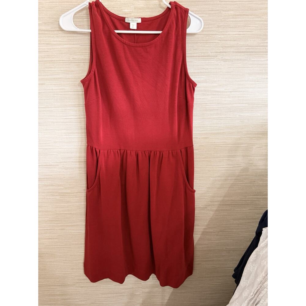 Garnet Hill women's Drop waist front pocket tank dress in Brick Red size 4